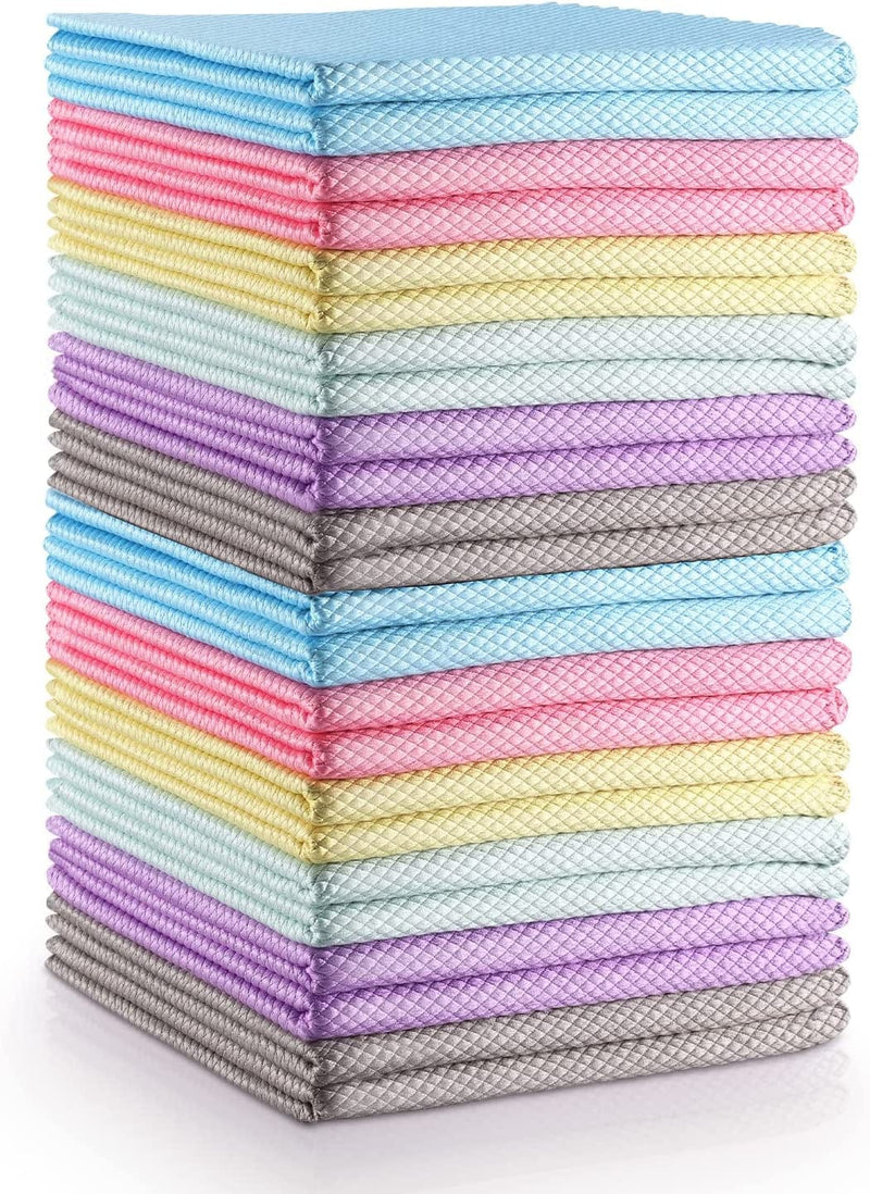 Fish Scale Streak Free Miracle Cleaning Cloth Easy Clean Nanoscale,Microfiber Window Mirror Glass Car Stainless Steel Cleaning Cloth,Lint Free Dish Cloth Wine Glass Polishing Towel,Reusable,Pack 6,Mix Home & Garden > Household Supplies > Household Cleaning Supplies OMLIFE 6 Color Assorted 24p  
