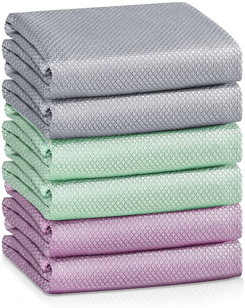 Fish Scale Streak Free Miracle Cleaning Cloth Easy Clean Nanoscale,Microfiber Window Mirror Glass Car Stainless Steel Cleaning Cloth,Lint Free Dish Cloth Wine Glass Polishing Towel,Reusable,Pack 6,Mix Home & Garden > Household Supplies > Household Cleaning Supplies OMLIFE Mix  