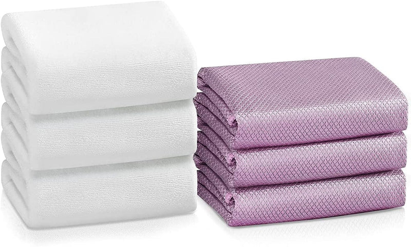 Fish Scale Streak Free Miracle Cleaning Cloth Easy Clean Nanoscale,Microfiber Window Mirror Glass Car Stainless Steel Cleaning Cloth,Lint Free Dish Cloth Wine Glass Polishing Towel,Reusable,Pack 6,Mix Home & Garden > Household Supplies > Household Cleaning Supplies OMLIFE Whitepurple  