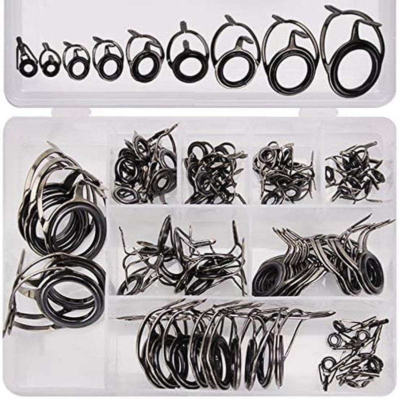 Fishcm 85Pcs/Lot of 9 Different Sizes of Stainless Steel and Ceramic Fishing Rod Guide Tips for Building and Repairing Rods Eye Rings Set Sporting Goods > Outdoor Recreation > Fishing > Fishing Rods Fishcm   