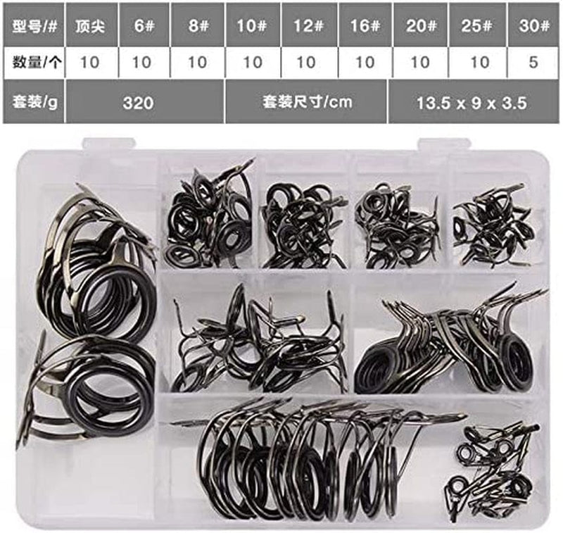 Fishcm 85Pcs/Lot of 9 Different Sizes of Stainless Steel and Ceramic Fishing Rod Guide Tips for Building and Repairing Rods Eye Rings Set Sporting Goods > Outdoor Recreation > Fishing > Fishing Rods Fishcm   