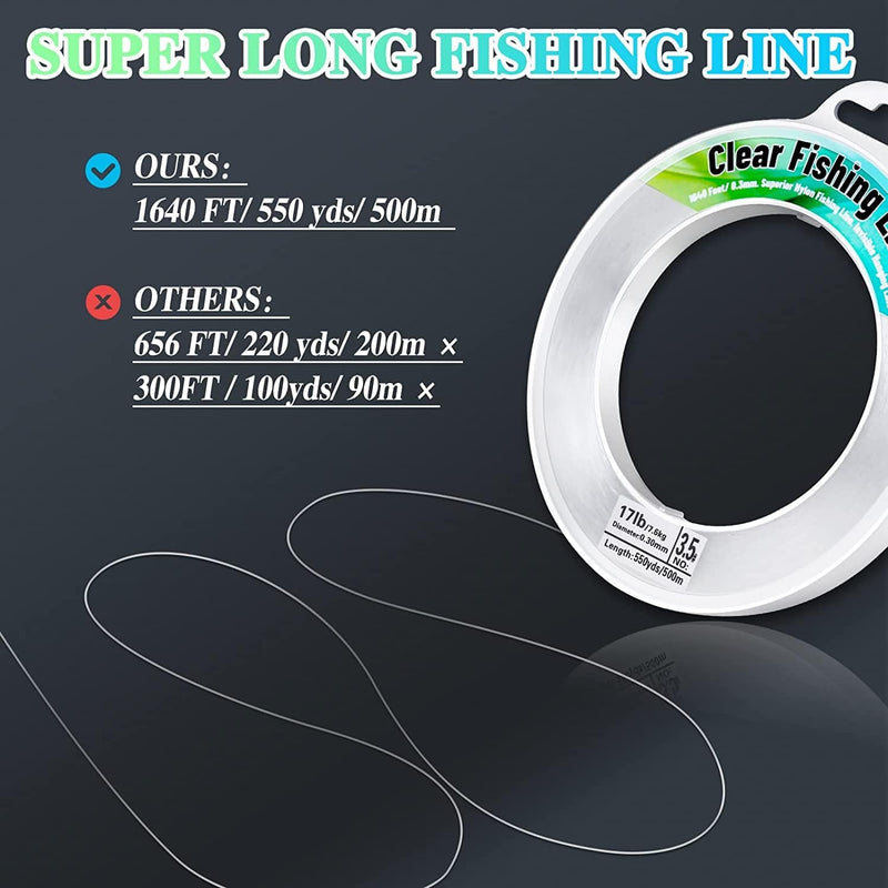 Fishing Wire 1640 FT Mckanti Fishing Line Clear Nylon String Invisible Hanging Beading Wire Strong Abrasion Resistant Monofilament Fishing Line for Balloon Garland Hanging Crafts Decorations
