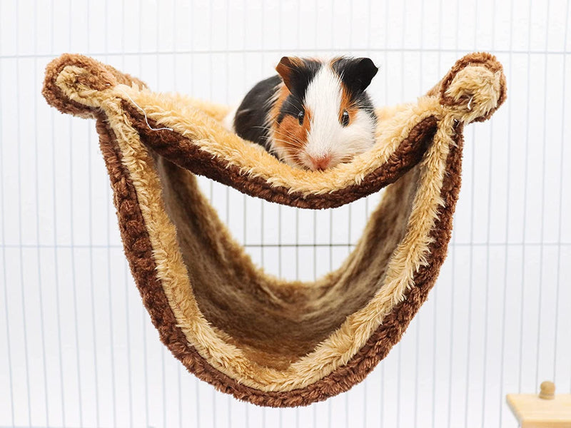 Fleece Winter Warm Rat Hammock, Double Layer Hanging Birds Nest Bed with Warm Fleece, Bird Cage Stand Perch, Hideaway Cave Bed Tent, Sleep Bed Cage Accessories for Rat Guinea Pig Chinchilla (Brown) Animals & Pet Supplies > Pet Supplies > Bird Supplies > Bird Cages & Stands Dnoifne   