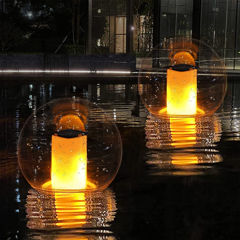 Floating Pool Lights, Solar Flame Lights Flickering IP68 Waterproof Ball Night Lights, Outdoor Lantern Landscape Decoration Lamp for Pool, Pond, Event, Party, Garden(2Pcs) Home & Garden > Lighting > Lamps LanPool 2  