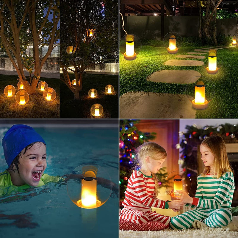 Floating Pool Lights, Solar Flame Lights Flickering IP68 Waterproof Ball Night Lights, Outdoor Lantern Landscape Decoration Lamp for Pool, Pond, Event, Party, Garden(2Pcs) Home & Garden > Lighting > Lamps LanPool   