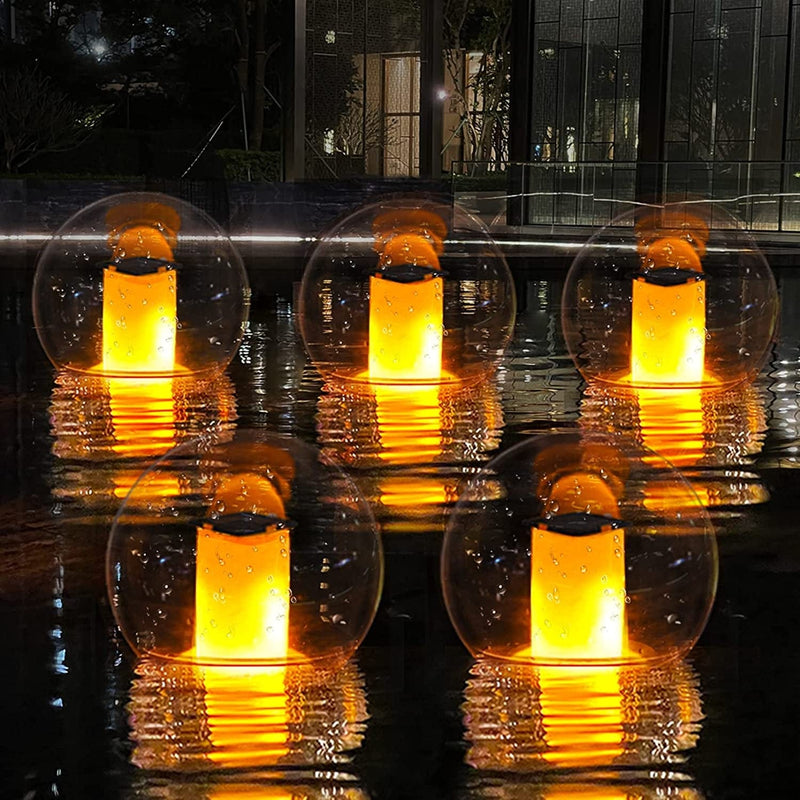 Floating Pool Lights, Solar Flame Lights Flickering IP68 Waterproof Ball Night Lights, Outdoor Lantern Landscape Decoration Lamp for Pool, Pond, Event, Party, Garden(2Pcs) Home & Garden > Lighting > Lamps LanPool 1  