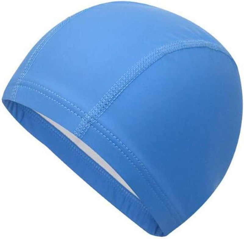Flyusa FZBNSRKO Candy Color Waterproof High Elastic Lycra Swim Caps with PU Coat PU Swimming Cap for Men and Women Long Hair Sporting Goods > Outdoor Recreation > Boating & Water Sports > Swimming > Swim Caps Flyusa Blue  