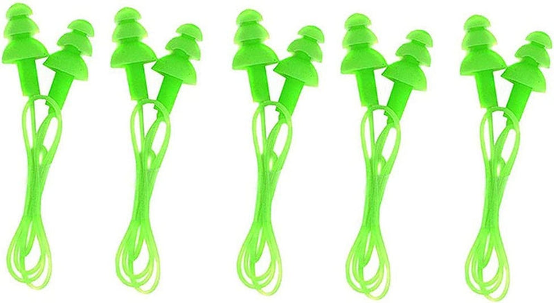 Flyusa FZBNSRKO Silicone Swim Earplugs, 10 Pcs (5 Pairs) Gel Soft Corded String Ear Plugs for Swimming Sporting Goods > Outdoor Recreation > Boating & Water Sports > Swimming Flyusa Green  