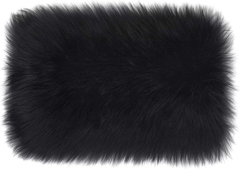 Forala Auto Center Console Pad Furry Sheepskin Wool Car Armrest Seat Box Cover Protector Universal Fit (W-Black)