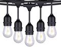 FOXLUX Outdoor String Lights - 48 Ft Shatterproof and Waterproof Heavy-Duty LED Outdoor Lights - 15 Hanging Sockets, 1 W Plastic Bulbs - Create Ambience for Patio, Backyard, Garden, Bistro, Cafe Home & Garden > Lighting > Light Ropes & Strings FOXLUX Warm White 48 FT 
