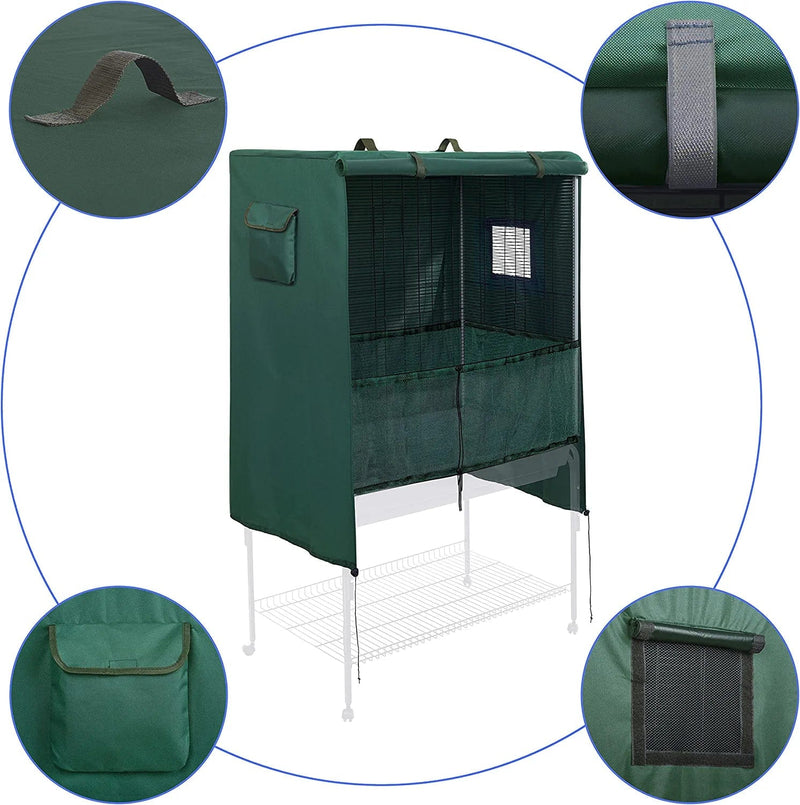 FRANK PRESSIE XL Durable Bird Cage Cover Waterproof Breathable Thick Blackout for Large Birdcage Good Night for Parrots Parakeets with Seed Catcher Included, Dark Green Animals & Pet Supplies > Pet Supplies > Bird Supplies > Bird Cages & Stands FRANK PRESSIE   