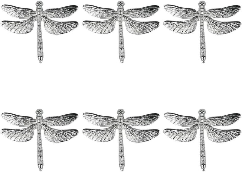 Frjjthchy Metal Napkin Rings, Set of 6 Decoration Dragonfly Napkin Ring Holder for Wedding/Christmas/Holiday and Family Gathering (Silver) Home & Garden > Decor > Seasonal & Holiday Decorations Frjjthchy Silver  