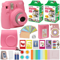 Fujifilm Instax Mini 9 Instant Kids Camera Flamingo Pink with Custom Case + Fuji Instax Film Value Pack (40 Sheets) Accessories Bundle, Color Filters, Photo Album, Assorted Frames, Selfie Lens + More