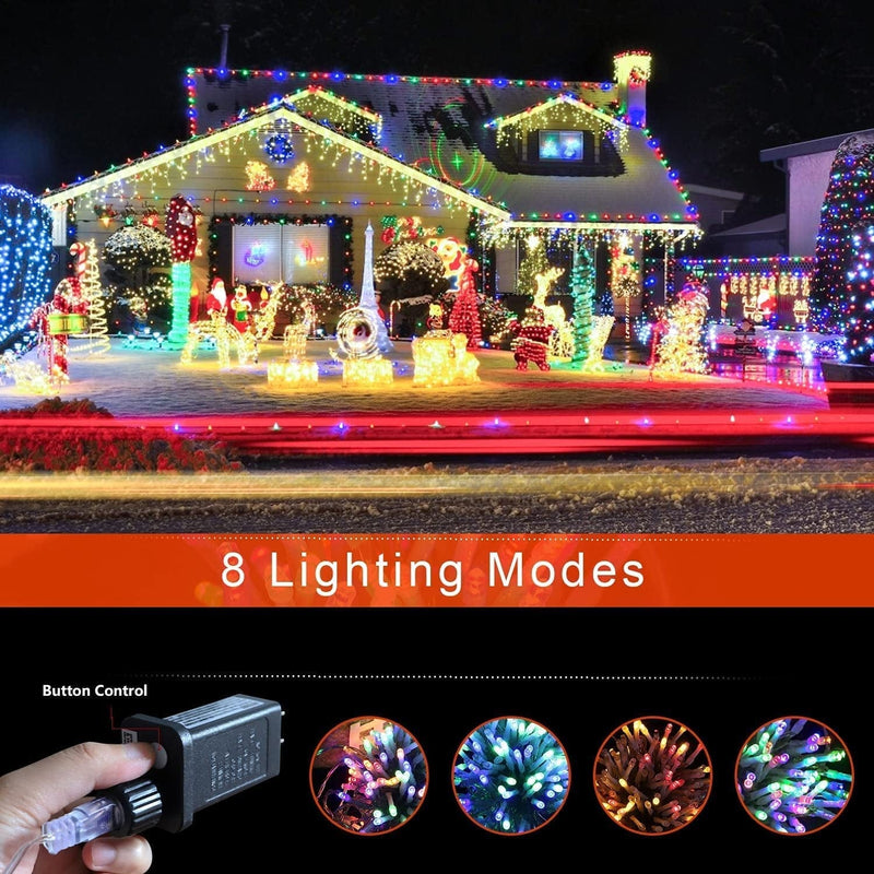 FUNIAO (New) Christmas Decoration Lights, 320 LED Waterproof String Lights with Star Topper, 8 Light Modes for Christmas Tree Decoration, Holiday, Wedding (Multicolor) Home & Garden > Lighting > Light Ropes & Strings FUNIAO   