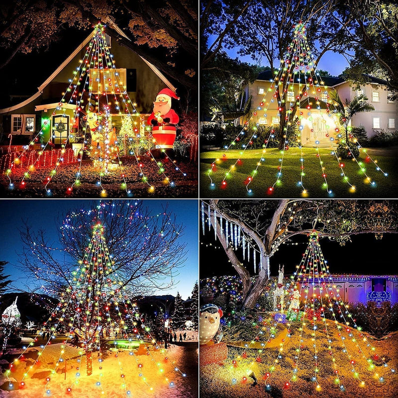 FUNIAO (New) Christmas Decoration Lights, 320 LED Waterproof String Lights with Star Topper, 8 Light Modes for Christmas Tree Decoration, Holiday, Wedding (Multicolor) Home & Garden > Lighting > Light Ropes & Strings FUNIAO   