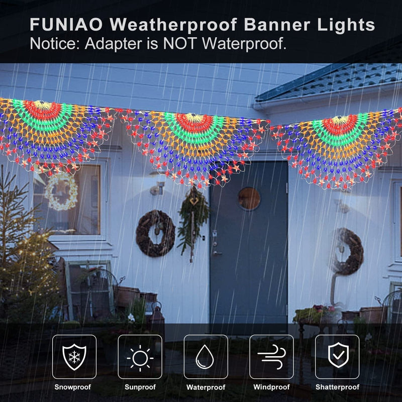 FUNIAO (New) Outdoor Christmas Lights, 250 LED Fan-Shaped Net Lights, Christmas String Lights with 8 Modes, Waterproof Indoor Outdoor Christmas Decoration Lights - Multicolor Home & Garden > Lighting > Light Ropes & Strings FUNIAO   