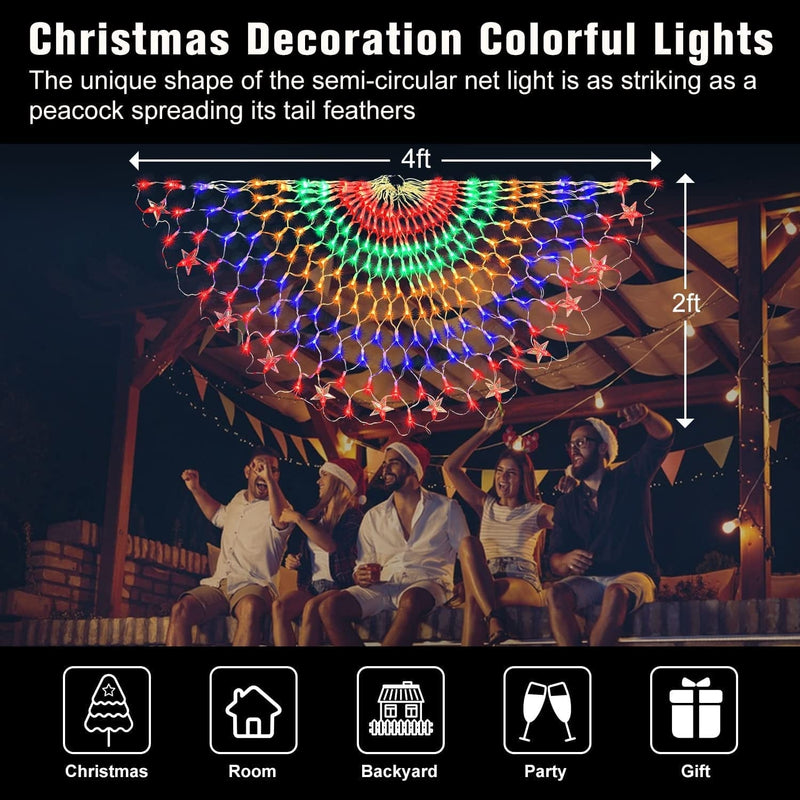 FUNIAO (New) Outdoor Christmas Lights, 250 LED Fan-Shaped Net Lights, Christmas String Lights with 8 Modes, Waterproof Indoor Outdoor Christmas Decoration Lights - Multicolor Home & Garden > Lighting > Light Ropes & Strings FUNIAO   