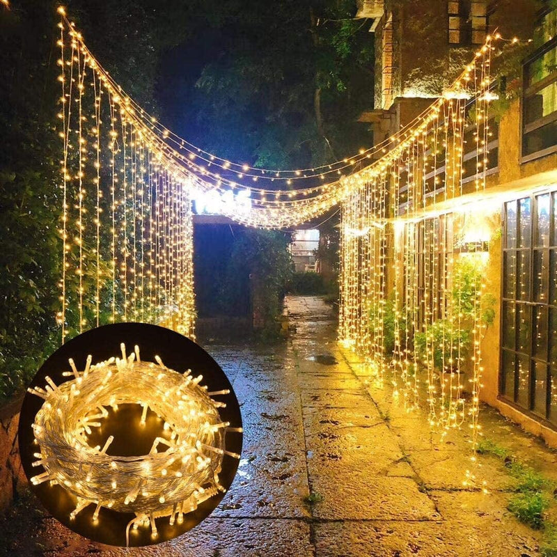 FUNPENY 300 LED Indoor String Lights, 100 FT Plug in Waterproof String Lights with 8 Modes for Halloween Thanksgiving Christmas Garden Decoration, Indoor and Outdoor Decoration