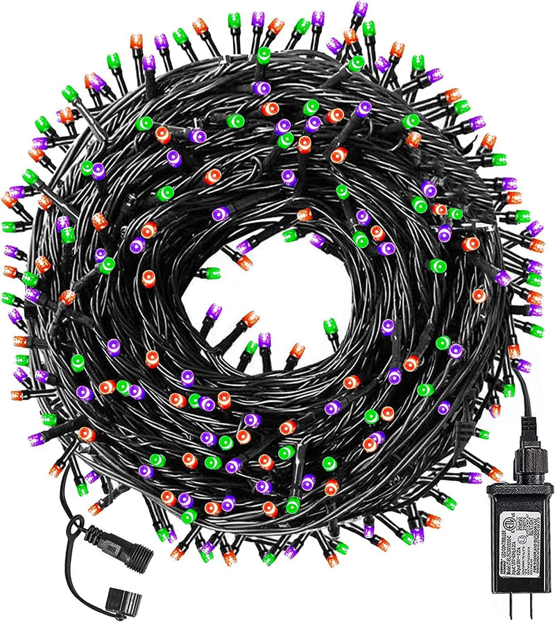 FUNPENY 300 LED Indoor String Lights, 100 FT Plug in Waterproof String Lights with 8 Modes for Halloween Thanksgiving Christmas Garden Decoration, Indoor and Outdoor Decoration Home & Garden > Lighting > Light Ropes & Strings FUNPENY Purple, Orange and Green  