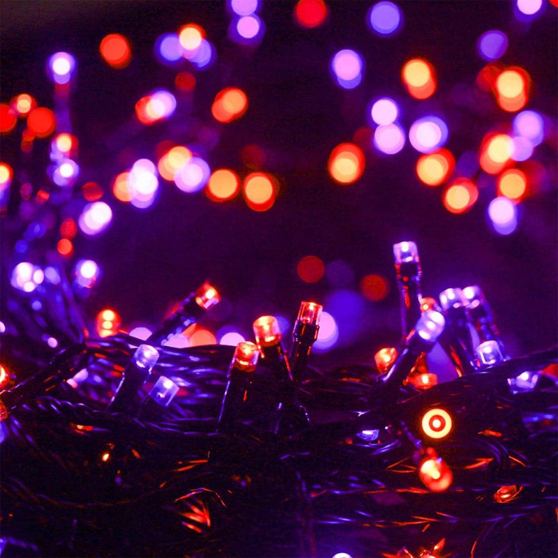 FUNPENY 300 LED Indoor String Lights, 100 FT Plug in Waterproof String Lights with 8 Modes for Halloween Thanksgiving Christmas Garden Decoration, Indoor and Outdoor Decorations (Purple-Orange) Home & Garden > Lighting > Light Ropes & Strings FUNPENY   