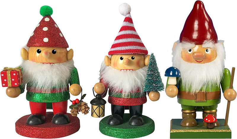 FUNPENY 7 Inch Christmas Decorations Nutcracker, 3 Pack Gnome Handmade Wooden Elves Traditional Nutcrackers, Christmas Collectible Decors for Indoor Home Kitchen Table Xmas Ornaments Home & Garden > Decor > Seasonal & Holiday Decorations FUNPENY 7 in Elf  