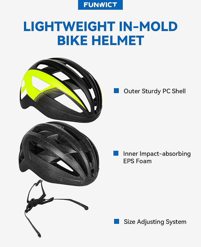 FUNWICT Adult Bike Helmet with Visor and Goggles for Men Women Mountain Road Bicycle Helmet Rechargeable Rear Light Cycling Helmet Sporting Goods > Outdoor Recreation > Cycling > Cycling Apparel & Accessories > Bicycle Helmets FUNWICT   