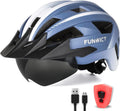 FUNWICT Adult Bike Helmet with Visor and Goggles for Men Women Mountain Road Bicycle Helmet Rechargeable Rear Light Cycling Helmet Sporting Goods > Outdoor Recreation > Cycling > Cycling Apparel & Accessories > Bicycle Helmets FUNWICT MixBlue M: 54-58 cm (21.3-22.8 inches) 