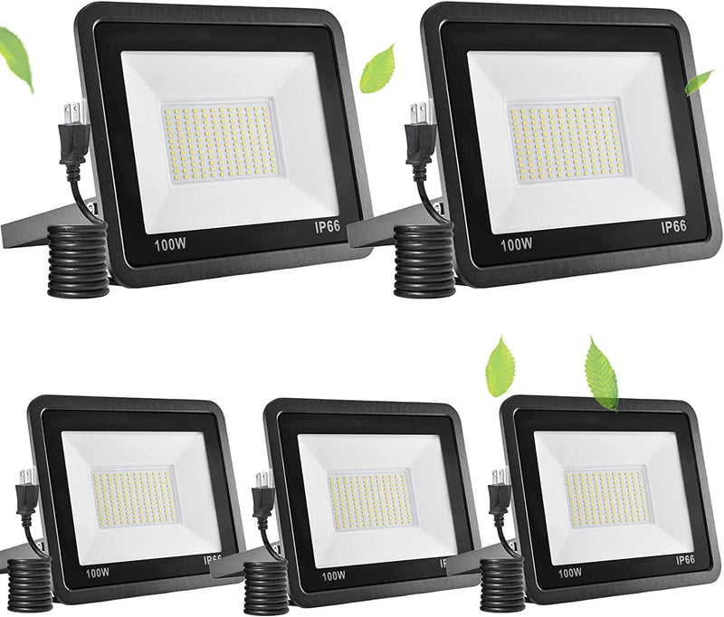 Fyngntny 50W LED Flood Light Outdoor Plug in LED Work Light with Plug, IP65 Waterproof Exterior Security Lights, 6500K Daylight White outside Floodlights for Playground Yard Stadium Lawn Garden Home & Garden > Lighting > Flood & Spot Lights Fyngntny 100W 5 Pack 