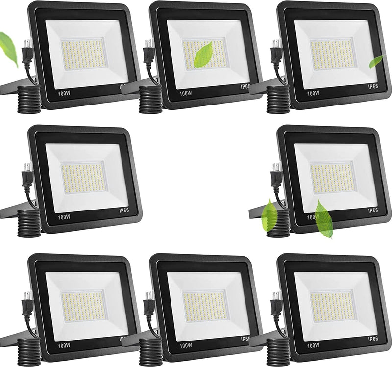 Fyngntny 50W LED Flood Light Outdoor Plug in LED Work Light with Plug, IP65 Waterproof Exterior Security Lights, 6500K Daylight White outside Floodlights for Playground Yard Stadium Lawn Garden Home & Garden > Lighting > Flood & Spot Lights Fyngntny 100W 8 Pack 