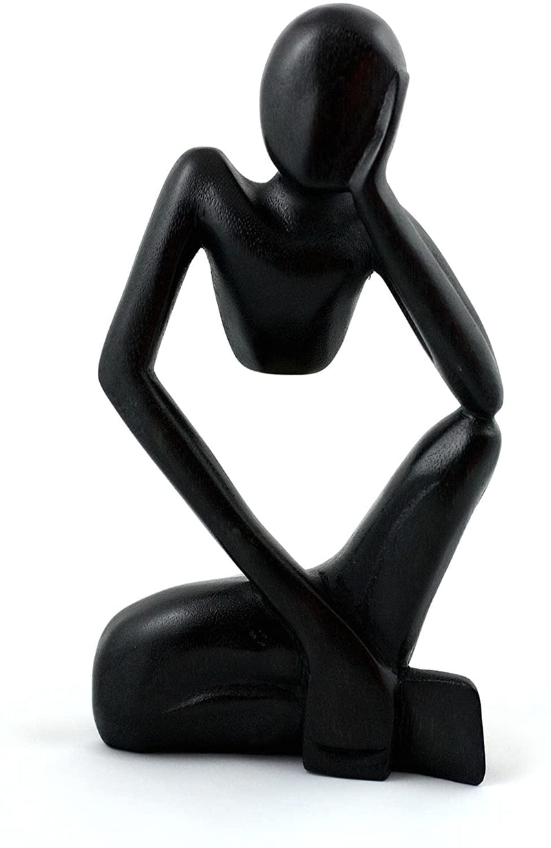 G6 Collection 12" Wooden Handmade Abstract Sculpture Thinker Statue Handcrafted - Thinking Man - Gift Art Modern Decorative Unique Home Decor Figurine Accent Decoration Artwork Hand Carved (Brown) Home & Garden > Decor > Seasonal & Holiday Decorations G6 Collection Black  