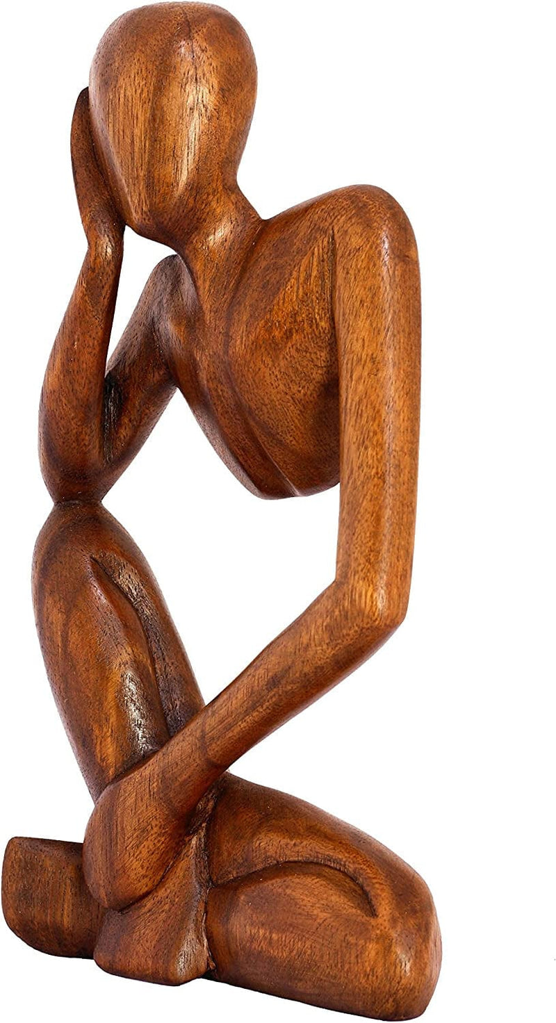 G6 Collection 12" Wooden Handmade Abstract Sculpture Thinker Statue Handcrafted - Thinking Man - Gift Art Modern Decorative Unique Home Decor Figurine Accent Decoration Artwork Hand Carved (Brown) Home & Garden > Decor > Seasonal & Holiday Decorations G6 Collection   