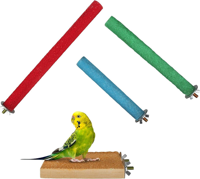 GAGILAND Parrot Bird Perch Stand Natural Wood Platform Bird Nail Trimmer Perch Paw Grinding Stick for Parakeet Cockatiels Lovebirds Bird Cage Accessories Random Color