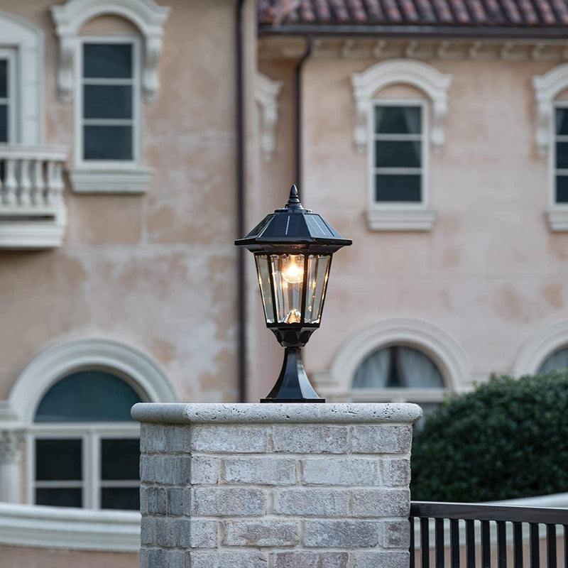 Gama Sonic Black Solar Outdoor Post Light, Windsor Bulb, Cast Aluminum, 1-Light with 3 Mounting Options, 3-Inch Fitter for Lamp Posts, Flat Mount for Column Lights and Wall Sconce Mount, 99B033 Home & Garden > Lighting > Lamps GAMA SONIC   