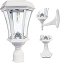 GAMA Sonic Solar Outdoor Post Light, Victorian Bulb, White Aluminum, 1-Light with 3 Mounting Options, 3-Inch Fitter for Lamp Posts, Flat Mount for Column Lights and Wall Sconce Mount (94B033) Home & Garden > Lighting > Lamps Gama Sonic White Lamp Only 