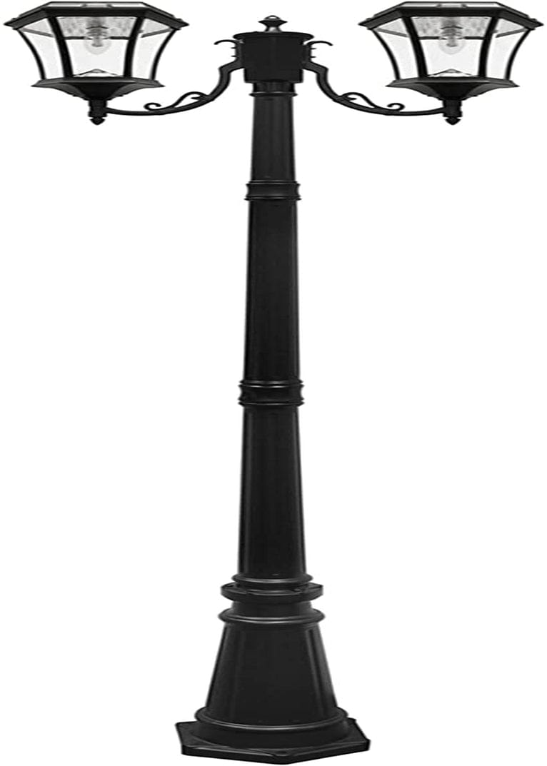 GAMA Sonic Solar Outdoor Post Light, Victorian Bulb, White Aluminum, 1-Light with 3 Mounting Options, 3-Inch Fitter for Lamp Posts, Flat Mount for Column Lights and Wall Sconce Mount (94B033) Home & Garden > Lighting > Lamps Gama Sonic Black Finish Double Lamp and Post 