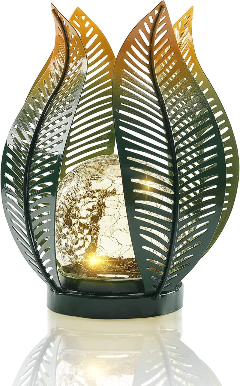 Garden Solar Lights Outdoor Decor Waterproof Crackle Glass Globe Lights,Metal Yard Art Outdoor Solar Table Lamp for Decorations Garden,Patio,Lawn,Balcony or Courtyard Home & Garden > Lighting > Lamps QZGE green and yellow  