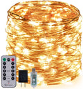 Gardenvy Fairy Lights Plug In, 66Ft 200 Mini Leds String Lights with RF Remote Control, UL Adaptor Included, USB Starry Lights for Christmas Garden Party Indoor Decor, Silver Wire, Cool White Home & Garden > Lighting > Light Ropes & Strings Gardenvy Copper Wire - Warm White  