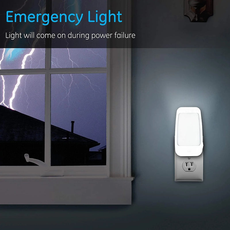 GE 4-In-1 Power Failure LED Night Light, Dusk-To-Dawn Sensor, Foldable Plug, Portable, Flashlight, Ideal for Storm, Outage, Emergency, Blackout, Hurricane, Tornado, White, 29679, 1 Pack
