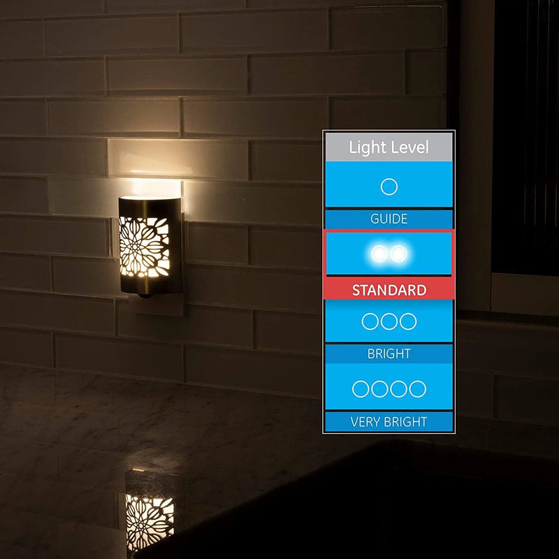 GE Coverlite LED Night Light, Decorative, Plug-In, Smart Dusk-To-Dawn Sensor, Home Décor, Ideal for Bedroom, Bathroom, Kitchen, Hallway, Ul-Certified, 46817, Brushed Nickel | Floral
