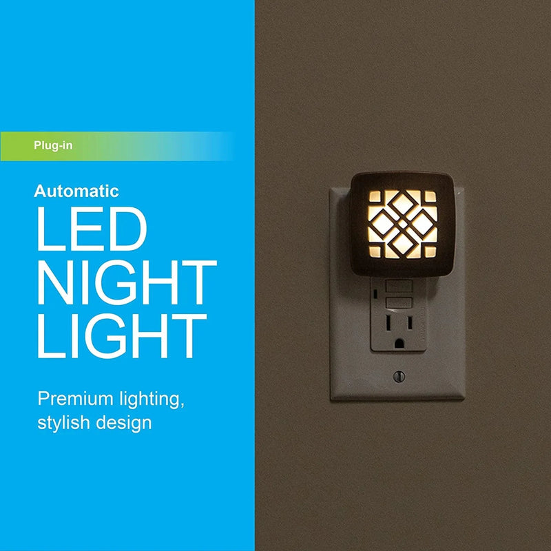 GE Decorative LED Night Light, Plug-In, Dusk-To-Dawn Sensor, Ul-Certified, Home Décor, Ideal for Bedroom, Nursery, Bathroom, Kitchen, Hallway, Oil Rubbed Bronze Diamond, 25436