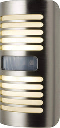 GE Enbrighten LED Motion Sensor Night Light, Motion-Select 25Ft Detection, Plug-In, 40 Lumens, Dusk-To-Dawn, Ideal Nightlight for Bedroom, Bathroom, 37299, Brushed Nickel Louver, 1 Pack