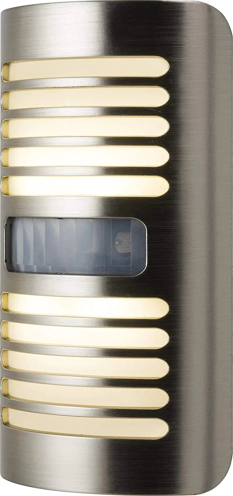 GE Enbrighten LED Motion Sensor Night Light, Motion-Select 25Ft Detection, Plug-In, 40 Lumens, Dusk-To-Dawn, Ideal Nightlight for Bedroom, Bathroom, 37299, Brushed Nickel Louver, 1 Pack