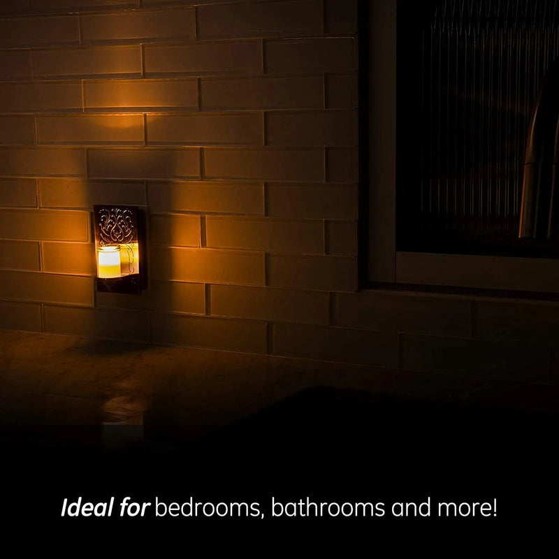 GE LED Candlelite Night Light, Plug-In, Dusk-To-Dawn Sensor, Auto On/Off, Flickers like a Real Candle, Warm Amber Light, Energy Efficient, Guide Light, Decorative, Oil-Rubbed Bronze Finish, 11258 Home & Garden > Lighting > Night Lights & Ambient Lighting GE   