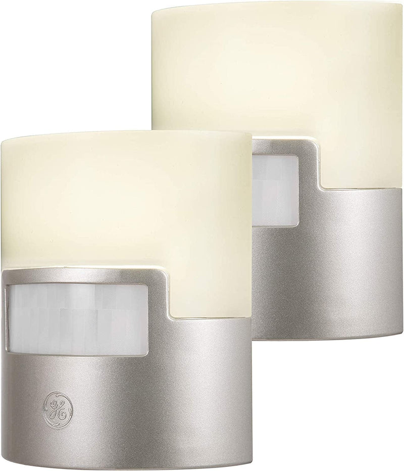 GE LED Motion Sensor Night Light, Plug-In, 40 Lumens, Warm White, Ul-Certified, Energy Efficient, Ideal Nightlight for Bedroom, Bathroom, Kitchen, Hallway, 46632, White, 2 Pack