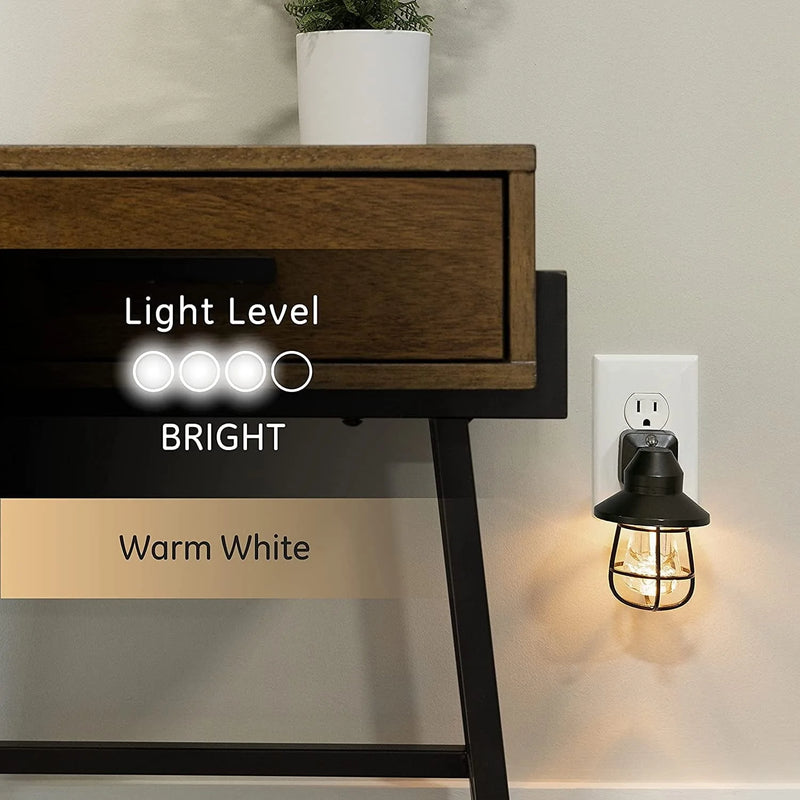 GE LED Vintage Night Light, Plug-In, Dusk-To-Dawn, Farmhouse, Rustic, Home Décor, Ul-Certified, Ideal Nightlight for Bedroom, Bathroom, Kitchen, Hallway, 44737, Black, 2 Pack Home & Garden > Lighting > Night Lights & Ambient Lighting Jasco Products Company, LLC   
