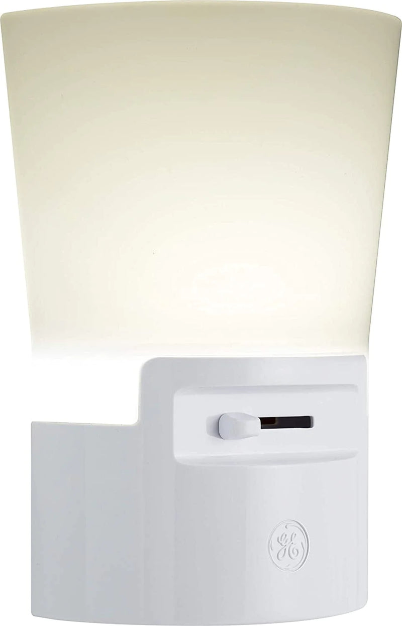 GE Ultrabrite Dimmable Sconce LED Night Light Geplug-In, Energy Efficient, Dusk-To-Dawn Sensor, Adjustable Brightness, Ideal for Bedroom, Bathroom, Hallway, Nursery, White, 45123, 1 Pack,