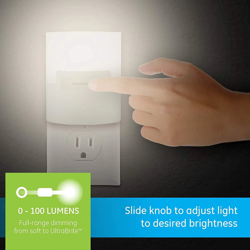 GE Ultrabrite LED Night Light, Dimmable, 100 Lumens, Plug-In, Dusk to Dawn Sensor, Ul-Listed, Ideal for Bedroom, Bathroom, Nursery, Kitchen, Hallway, 45125, 1 Pack, White