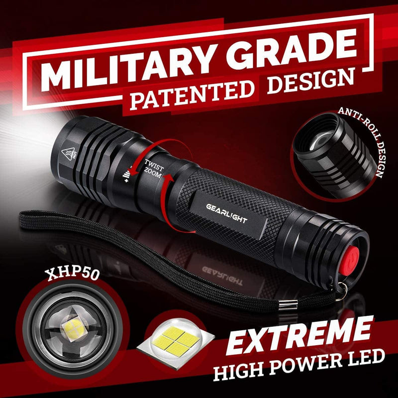 Gearlight S2500 LED Flashlight - Extremely Bright, Powerful Tactical Flashlights with High Lumens for Camping, Emergency & Everyday Use﻿ Hardware > Tools > Flashlights & Headlamps > Flashlights GearLight   
