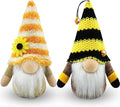 Gehydy Set of 2 Spring Gnomes Plush Bumble Bee Decoration Easter Gnome Gift Handmade Scandinavian Tomte Stuffed Farmhouse Decor for Home Kitchen Tiered Tray Home & Garden > Decor > Seasonal & Holiday Decorations Gehydy Bee & Flower  