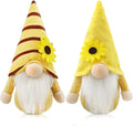Gehydy Set of 2 Spring Gnomes Plush Bumble Bee Decoration Easter Gnome Gift Handmade Scandinavian Tomte Stuffed Farmhouse Decor for Home Kitchen Tiered Tray Home & Garden > Decor > Seasonal & Holiday Decorations Gehydy Sunflower  
